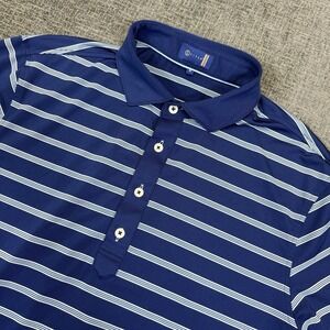 Stitch Golf Polo Shirt Men's Medium Blue Striped Short Sleeve Performance